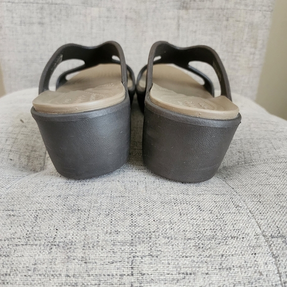 Crocs Dual Comfort Wedge Slides Sandals Sanran Brown Womens Size 9 W - Picture 8 of 10